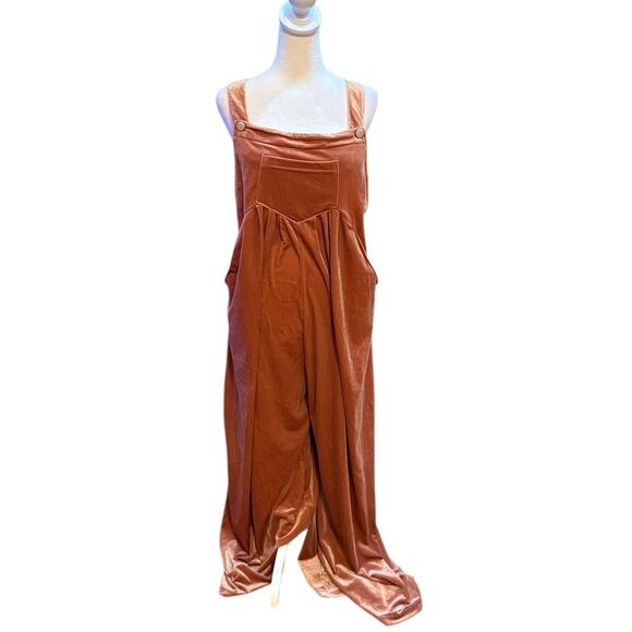 Impressions State Of Mind Velvet Jumpsuit Overalls Womens Size XL New With Tags - Picture 1 of 15